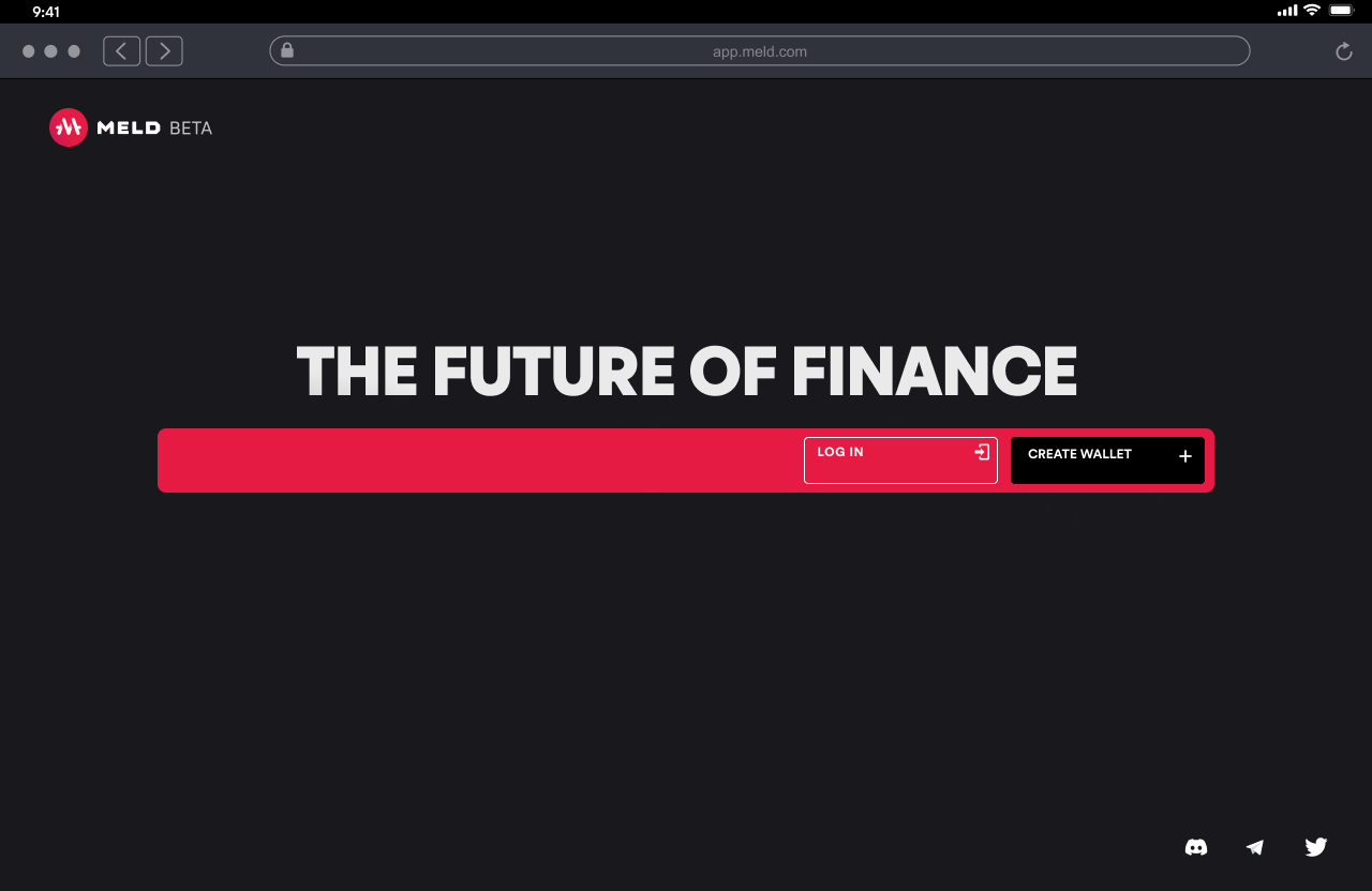 MELD native mobile wallet home with the asset card structure